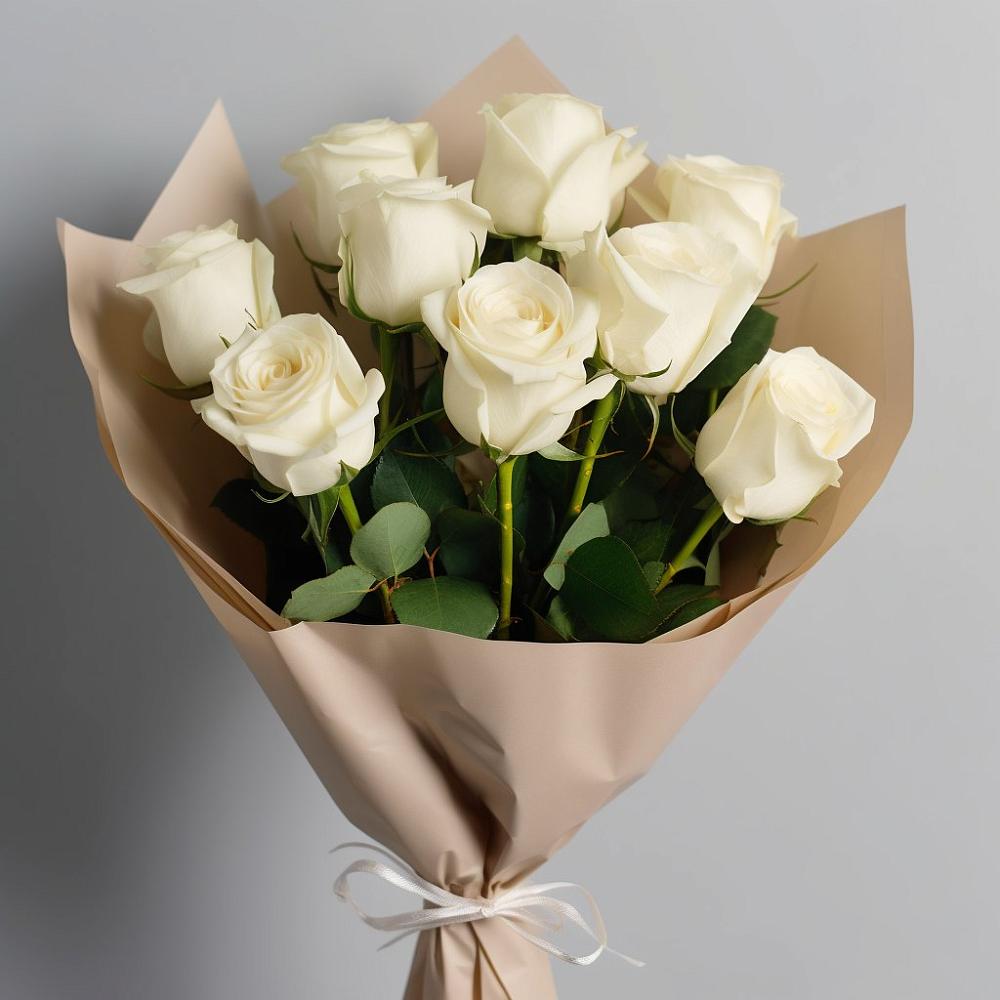 Букет 9 Белых роз Эдлесс Лав в Поселок совхоза Архангельский