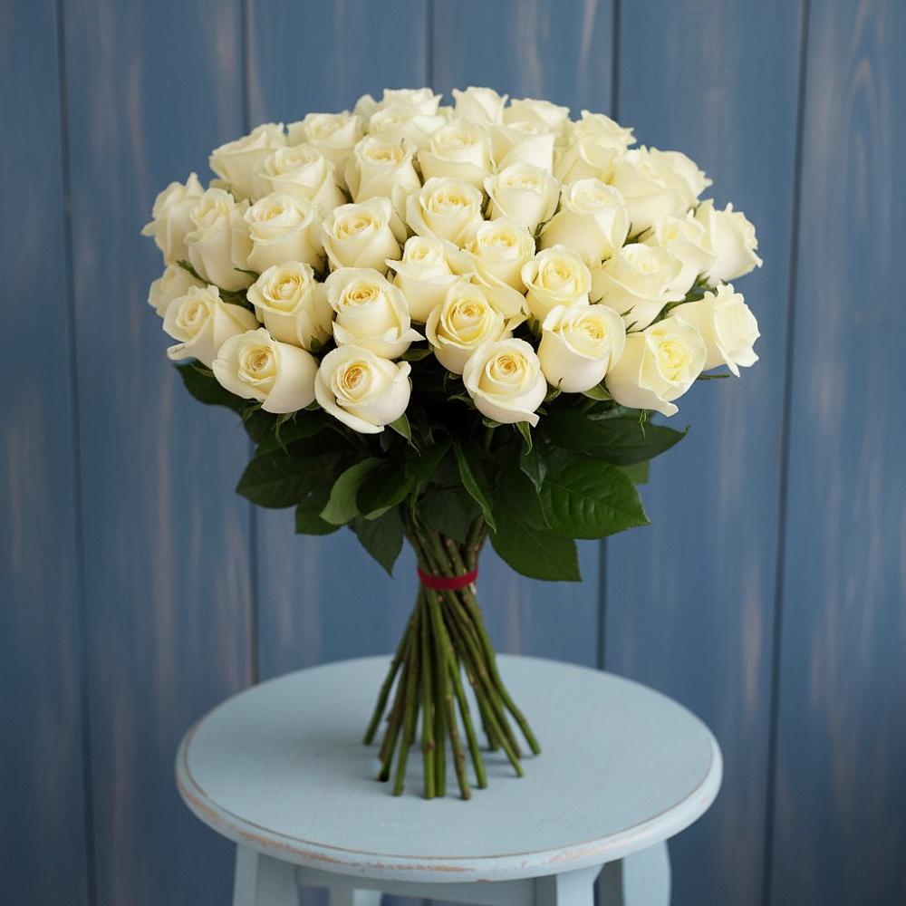 Букет 51 Белая роза Эдлесс Лав в Поселок совхоза Архангельский