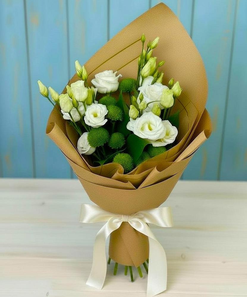 Букет цветов из: Хризантемы и Лизиантусы в Поселок совхоза Архангельский