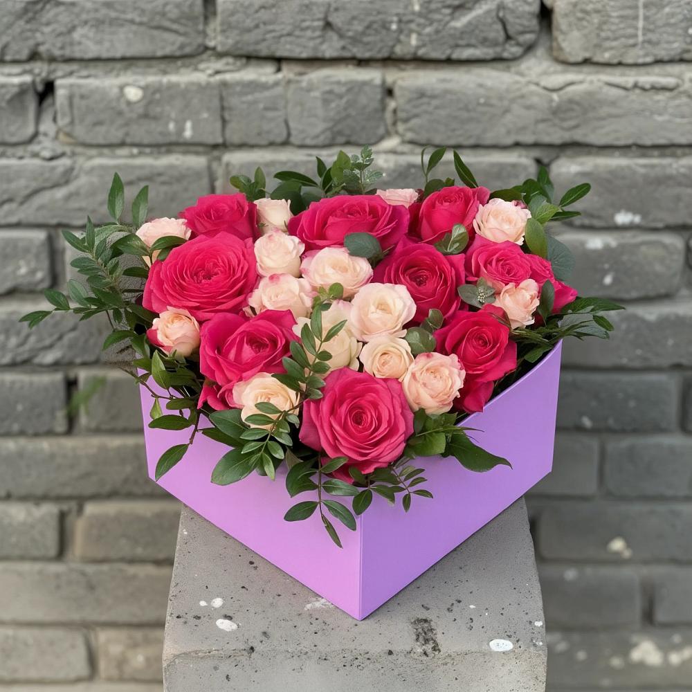 Цветочная композиция из Розы в коробке в Поселок совхоза Архангельский