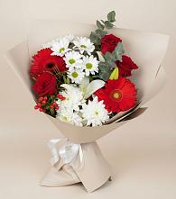 Букет цветов из:  Розы, Хризантемы, Герберы и Лилии в Поселок совхоза Архангельский