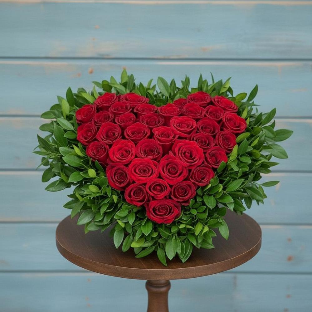 Цветочная композиция из Розы в виде сердца в Поселок совхоза Архангельский