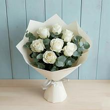 Букет Белые розы в Эвкалипте в Поселок совхоза Архангельский