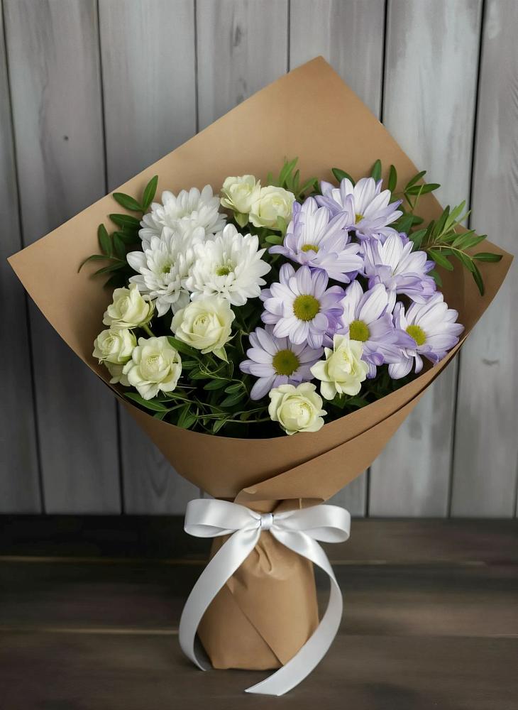 Букет цветов из: Хризантемы и Розы в Поселок совхоза Архангельский
