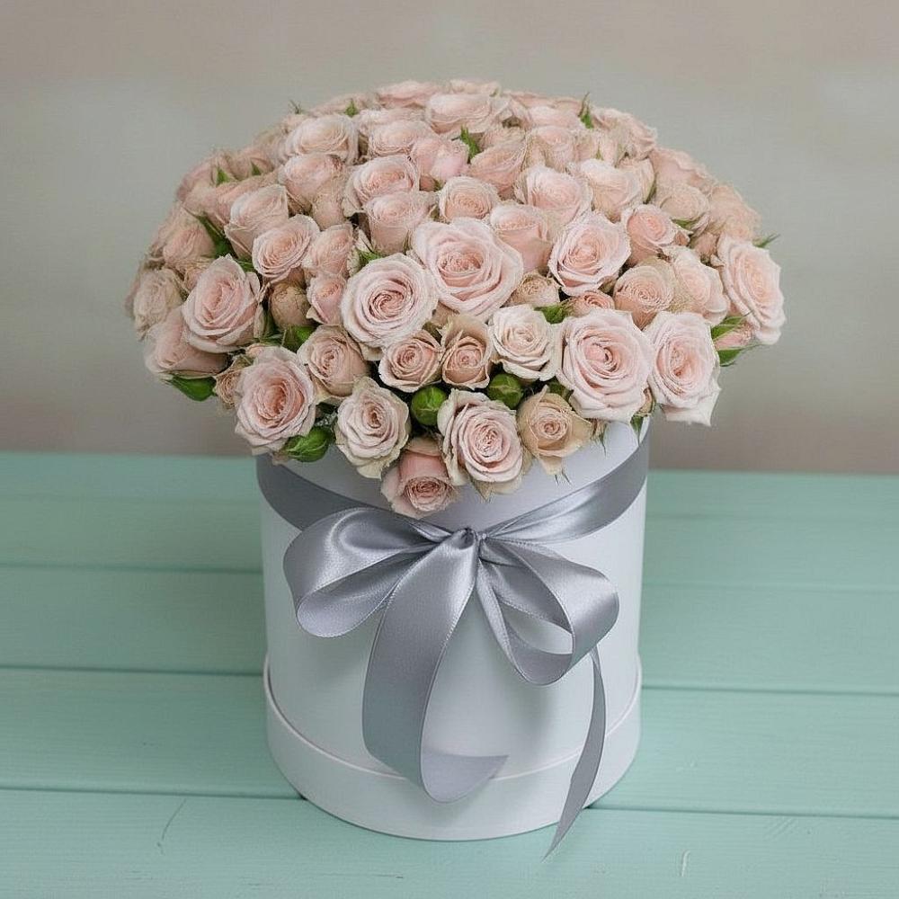 Цветочная композиция из Розы в шляпной коробке в Поселок совхоза Архангельский